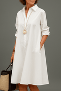 Sadie | Vestido Camisero Midi Blanco Fresco