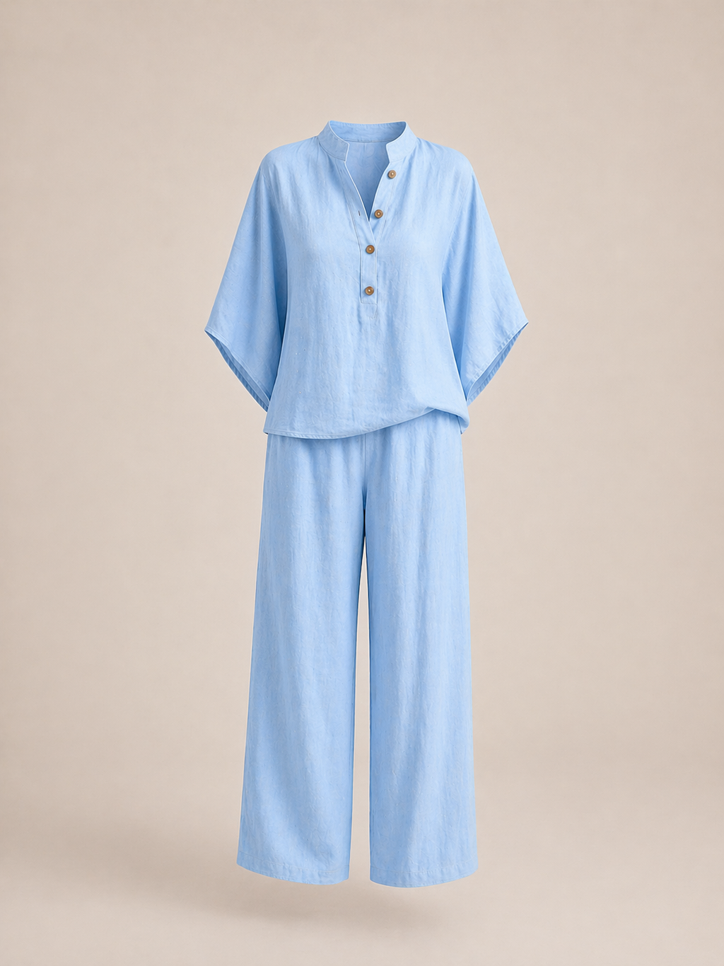 Mariel | Conjunto de lino con mangas murciélago y pantalones amplios