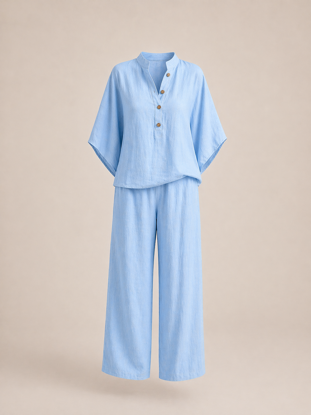 Mariel | Conjunto de lino con mangas murciélago y pantalones amplios