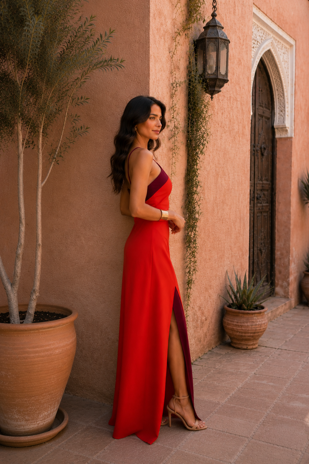 Sirena | Vestido largo halter con abertura
