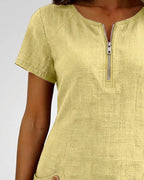 Alessia™ | Vestido de Lino y Algodón con Bolsillos de Cremallera