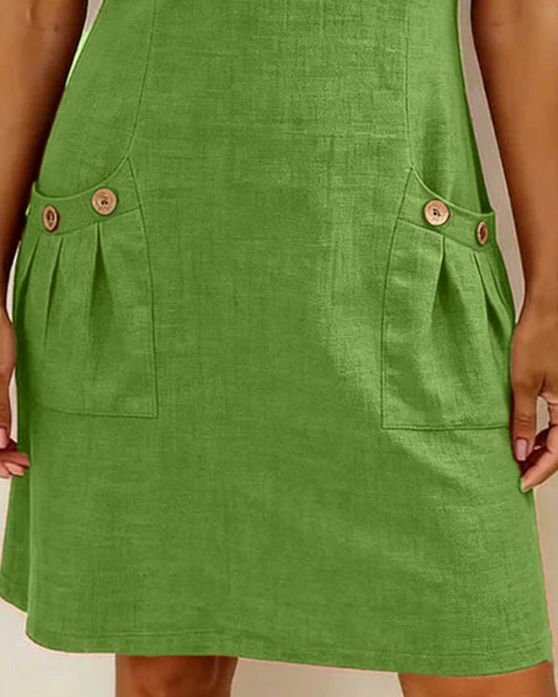 Alessia™ | Vestido de Lino y Algodón con Bolsillos de Cremallera