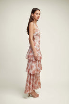 LISA | Vestido maxi floral con volantes