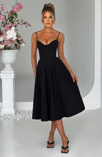 MAILEN | Vestido midi elegante estilo corsé
