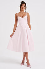 MAILEN | Vestido midi elegante estilo corsé
