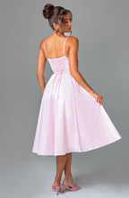 MAILEN | Vestido midi elegante estilo corsé