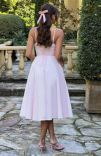 MAILEN | Vestido midi elegante estilo corsé