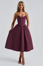MAILEN | Vestido midi elegante estilo corsé