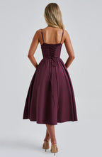 MAILEN | Vestido midi elegante estilo corsé