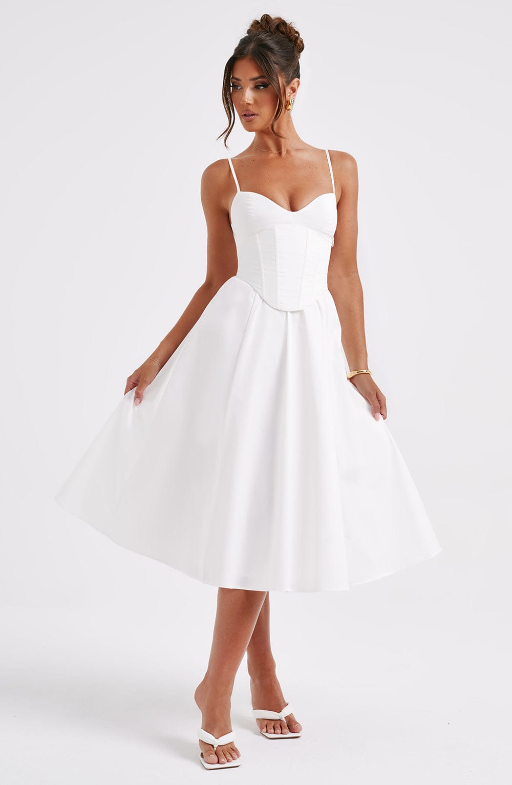 MAILEN | Vestido midi elegante estilo corsé