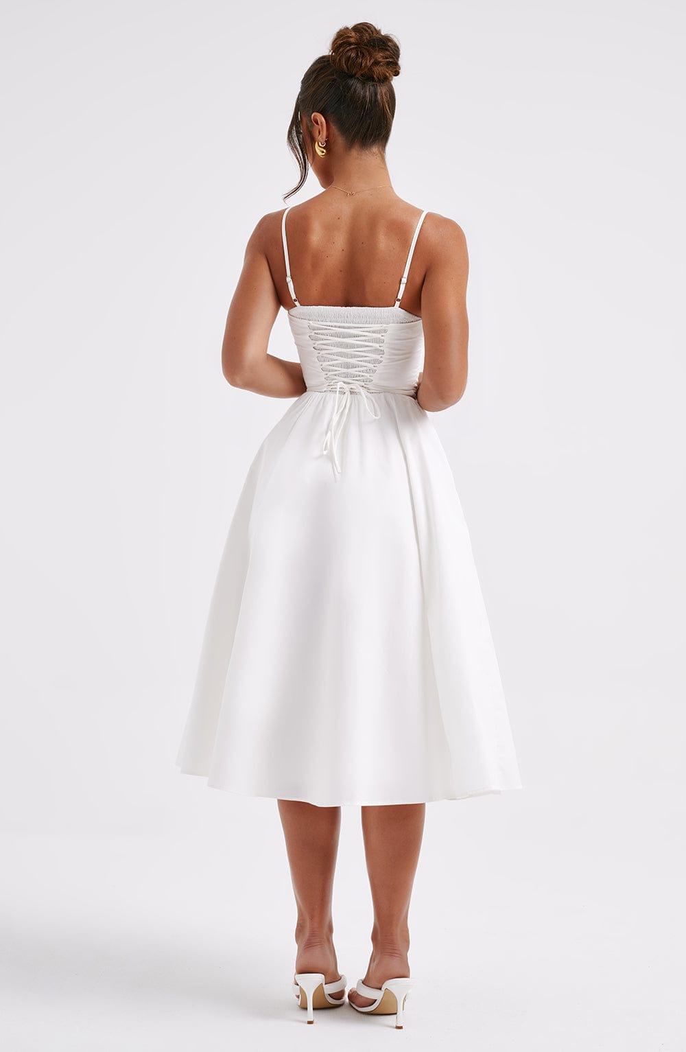 MAILEN | Vestido midi elegante estilo corsé