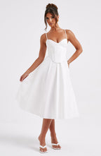 MAILEN | Vestido midi elegante estilo corsé