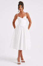 MAILEN | Vestido midi elegante estilo corsé
