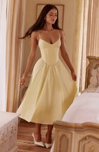 MAILEN | Vestido midi elegante estilo corsé