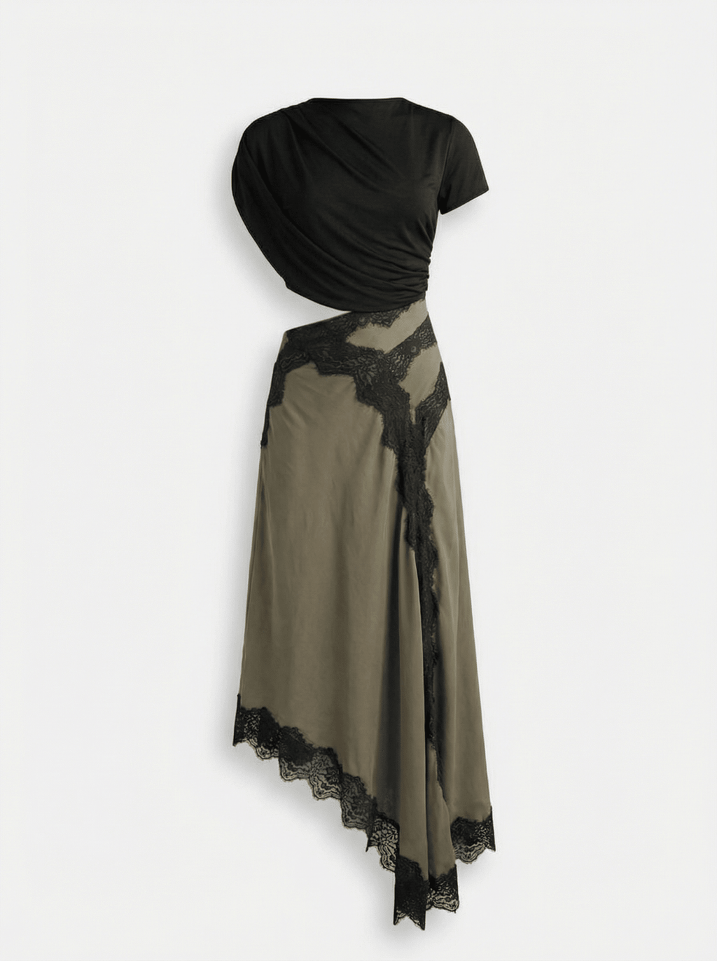 Elara | Vestido Elegante de Encaje Oliva